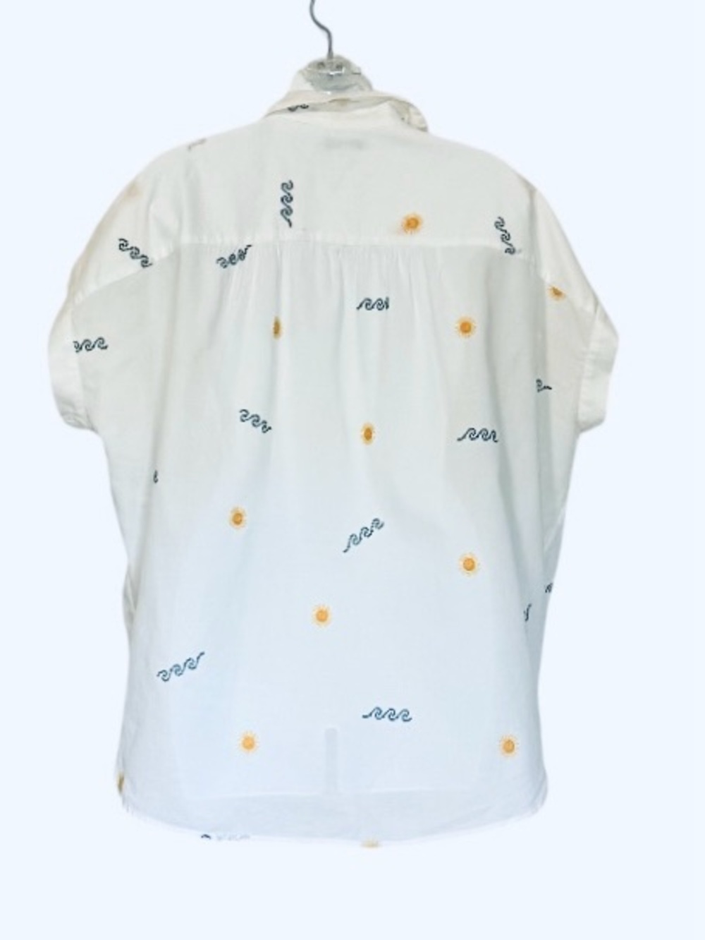 Madewell White Sun Embroidered Central Shirt Size Large - Picture 6 of 10